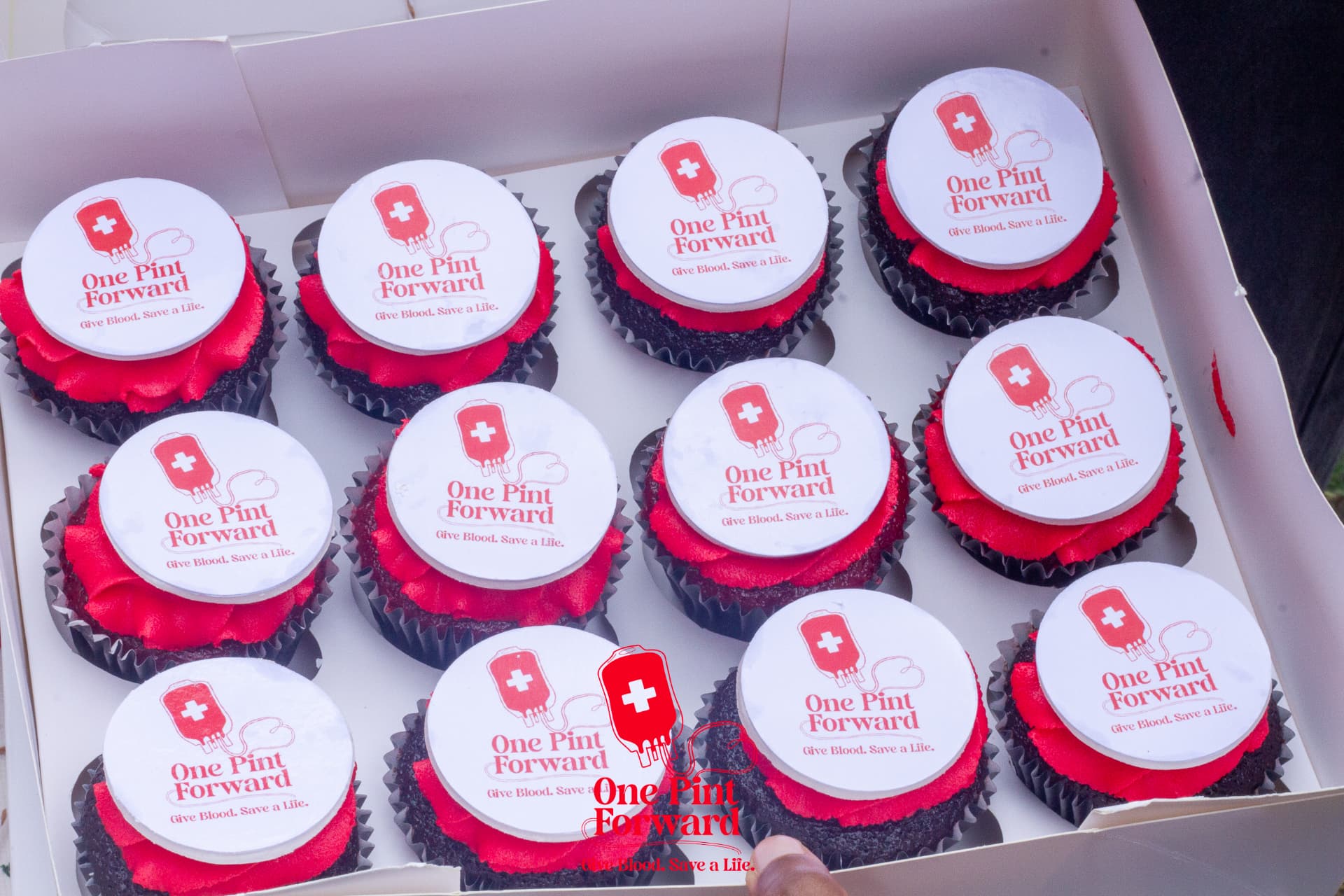 One Pint Forward branded cupcakes for donors